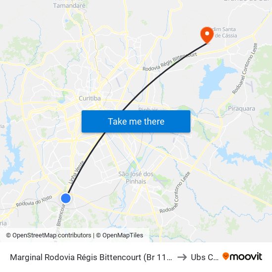 Marginal Rodovia Régis Bittencourt (Br 116) - Ceasa to Ubs Caic map