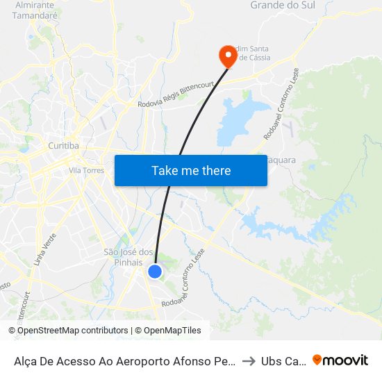 Alça De Acesso Ao Aeroporto Afonso Pena to Ubs Caic map