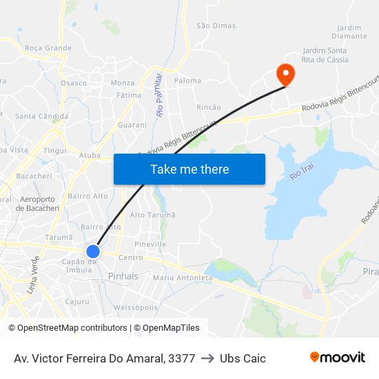 Av. Victor Ferreira Do Amaral, 3377 to Ubs Caic map