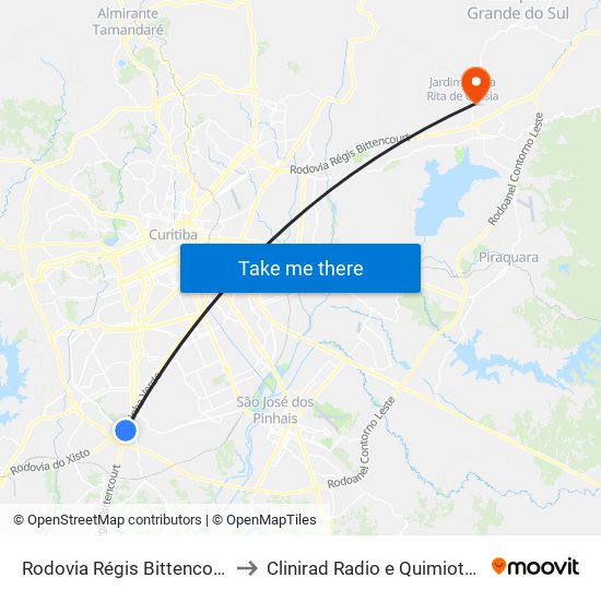 Rodovia Régis Bittencourt (Br 116) - Servopa to Clinirad Radio e Quimioterapia - Angelina Caron map