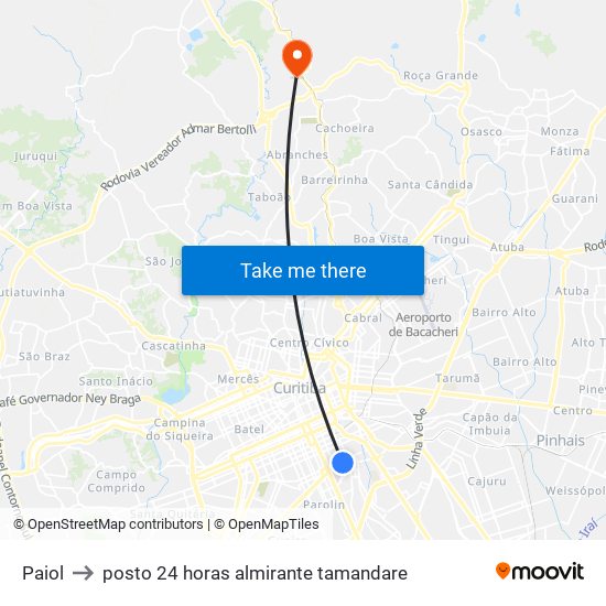 Paiol to posto 24 horas almirante tamandare map