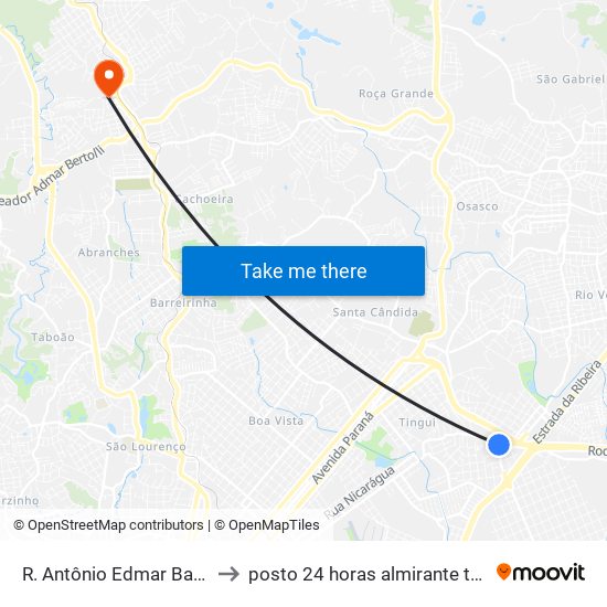 R. Antônio Edmar Barone, 30 to posto 24 horas almirante tamandare map