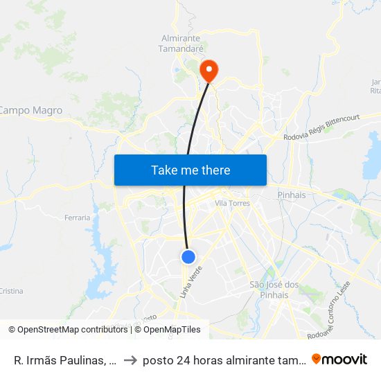 R. Irmãs Paulinas, 5600 to posto 24 horas almirante tamandare map