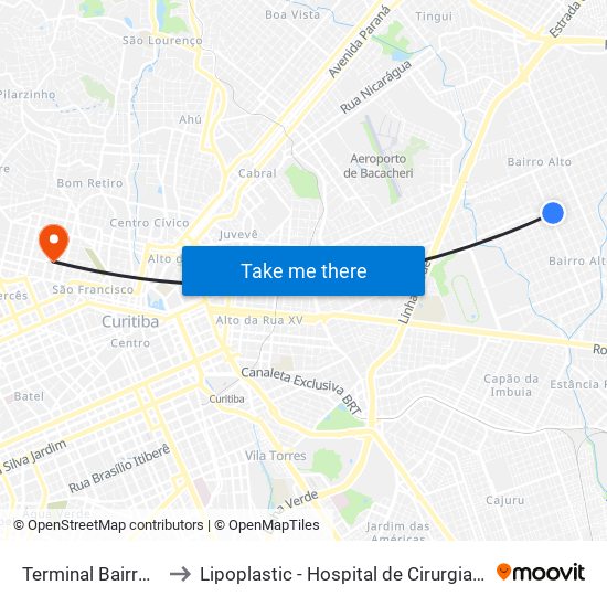 Terminal Bairro Alto to Lipoplastic - Hospital de Cirurgia Plástica map