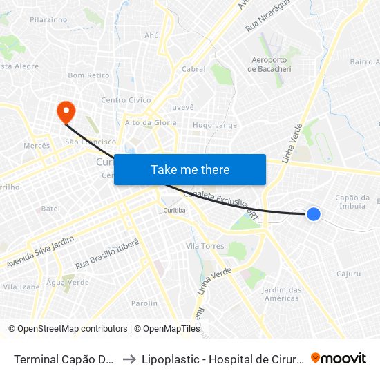 Terminal Capão Da Imbuia to Lipoplastic - Hospital de Cirurgia Plástica map