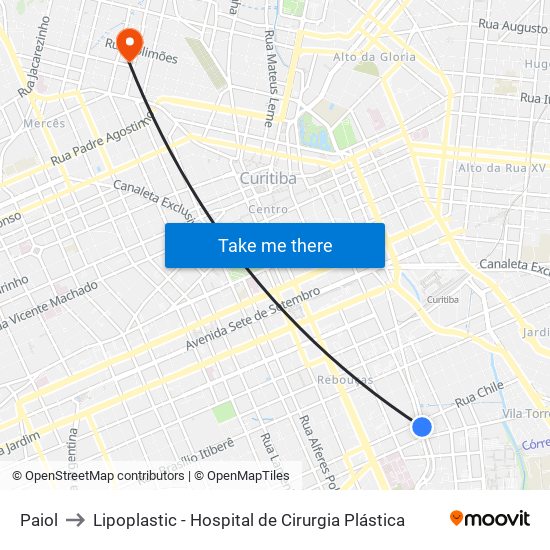 Paiol to Lipoplastic - Hospital de Cirurgia Plástica map