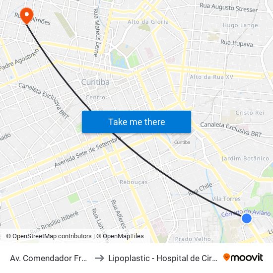 Av. Comendador Franco, 1689 to Lipoplastic - Hospital de Cirurgia Plástica map