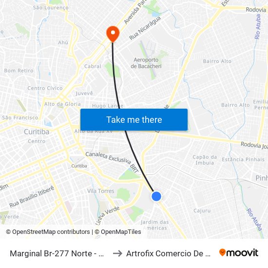 Marginal Br-277 Norte - Churrascaria Marumbi to Artrofix Comercio De Materias Cirurgicos. map