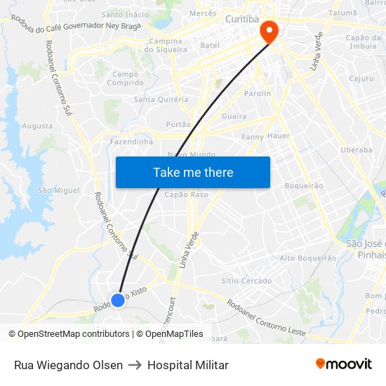 Rua Wiegando Olsen to Hospital Militar map