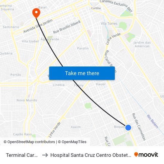 Terminal Carmo to Hospital Santa Cruz Centro Obstetrico map