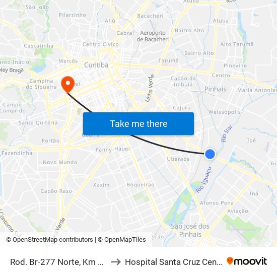 Rod. Br-277 Norte, Km 78 - Peladeiros to Hospital Santa Cruz Centro Obstetrico map