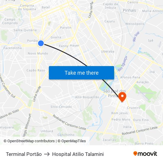 Terminal Portão to Hospital Atilio Talamini map