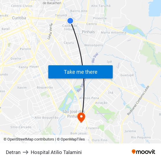 Detran to Hospital Atilio Talamini map