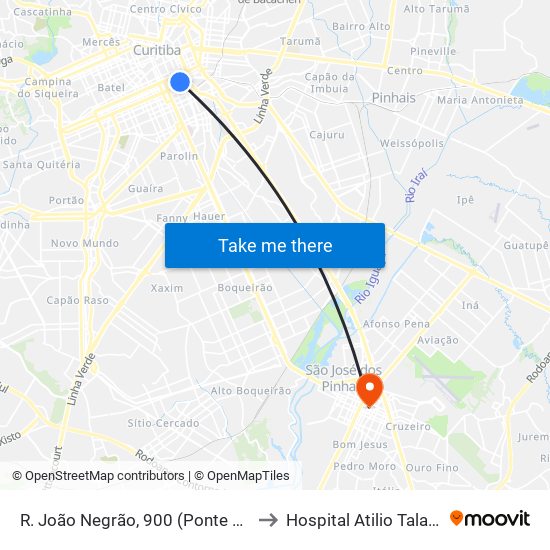 R. João Negrão, 900 (Ponte Preta) to Hospital Atilio Talamini map