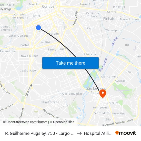 R. Guilherme Pugsley, 750 - Largo Doutor Acir Mullinari to Hospital Atilio Talamini map