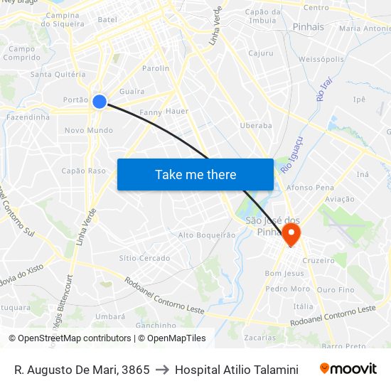 R. Augusto De Mari, 3865 to Hospital Atilio Talamini map
