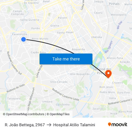 R. João Bettega, 2967 to Hospital Atilio Talamini map