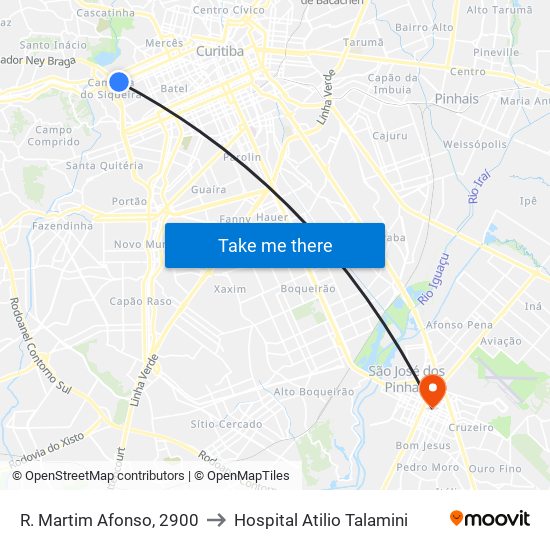 R. Martim Afonso, 2900 to Hospital Atilio Talamini map