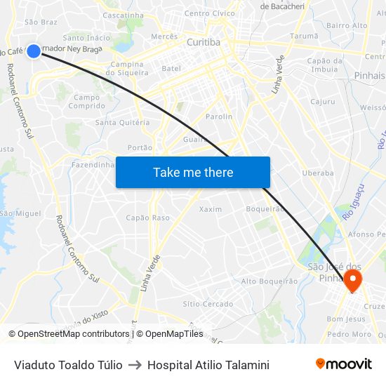 Viaduto Toaldo Túlio to Hospital Atilio Talamini map