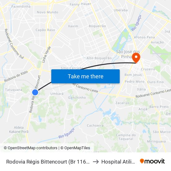 Rodovia Régis Bittencourt (Br 116) - Viaduto Pompéia to Hospital Atilio Talamini map