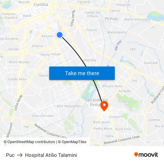 Puc to Hospital Atilio Talamini map