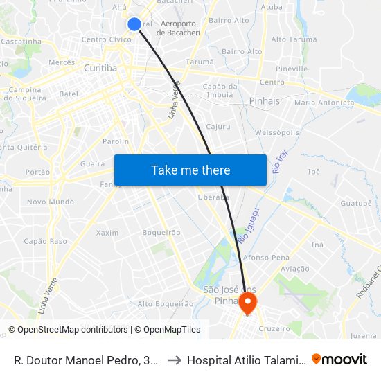 R. Doutor Manoel Pedro, 315 to Hospital Atilio Talamini map