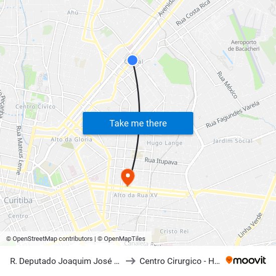 R. Deputado Joaquim José Pedrosa, 402 to Centro Cirurgico - Hospital XV map