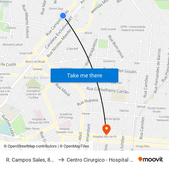 R. Campos Sales, 842 to Centro Cirurgico - Hospital XV map