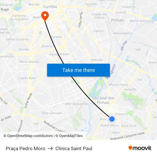 Praça Pedro Moro to Clinica Saint Paul map