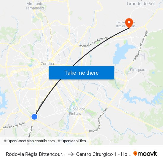 Rodovia Régis Bittencourt (Br 116) - Servopa to Centro Cirurgico 1 - Hosp Angelina Caron map