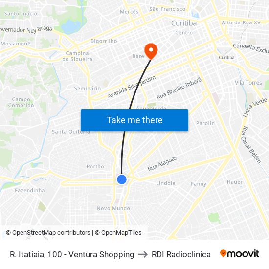 R. Itatiaia, 100 - Ventura Shopping to RDI Radioclinica map