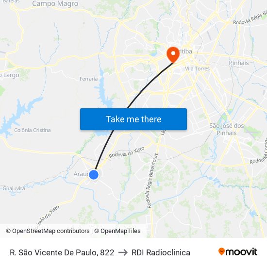 R. São Vicente De Paulo, 822 to RDI Radioclinica map