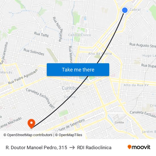 R. Doutor Manoel Pedro, 315 to RDI Radioclinica map