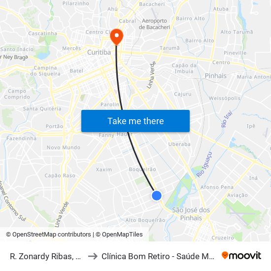 R. Zonardy Ribas, 750 to Clínica Bom Retiro - Saúde Mental map