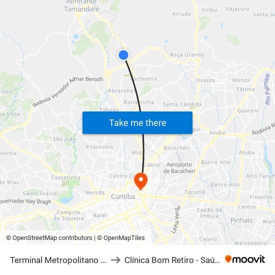 Terminal Metropolitano Cachoeira to Clínica Bom Retiro - Saúde Mental map