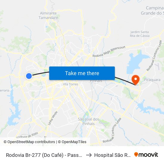 Rodovia Br-277 (Do Café) - Passarela Brf to Hospital São Roque map