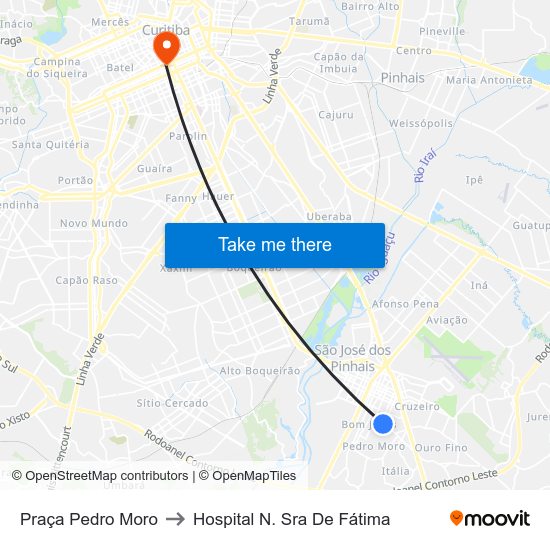 Praça Pedro Moro to Hospital N. Sra De Fátima map