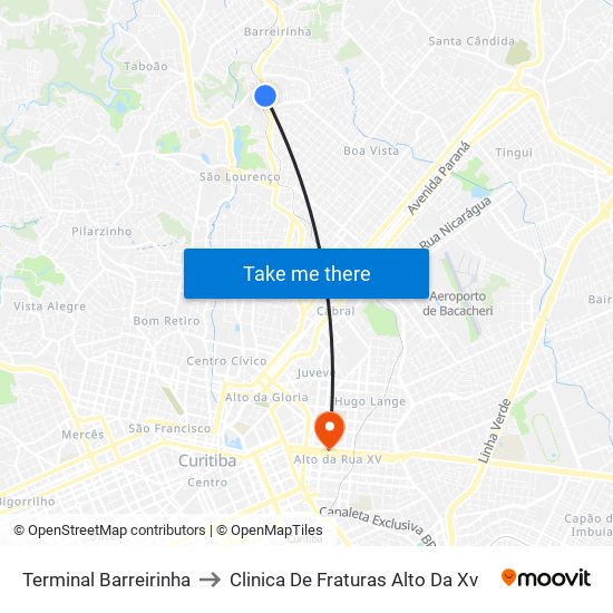 Terminal Barreirinha to Clinica De Fraturas Alto Da Xv map