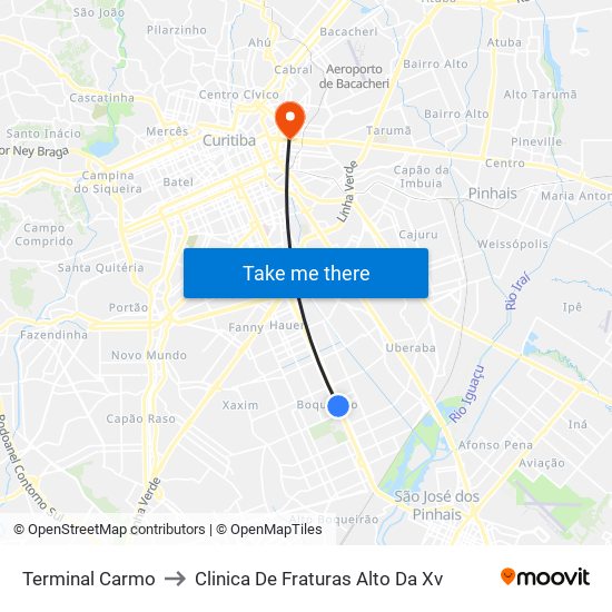 Terminal Carmo to Clinica De Fraturas Alto Da Xv map