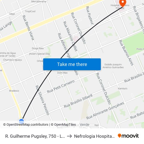 R. Guilherme Pugsley, 750 - Largo Doutor Acir Mullinari to Nefrologia Hospital Pequeno Principe map