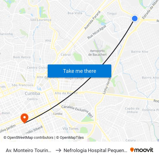 Av. Monteiro Tourinho, 1599 to Nefrologia Hospital Pequeno Principe map