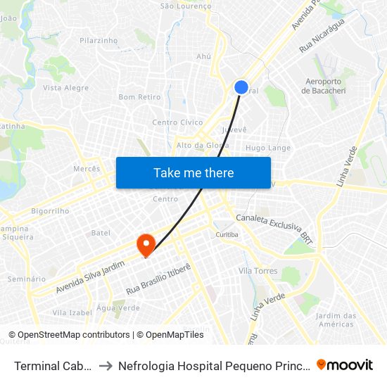 Terminal Cabral to Nefrologia Hospital Pequeno Principe map