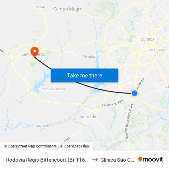 Rodovia Régis Bittencourt (Br 116)  - Ibratec to Clínica São Camilo map