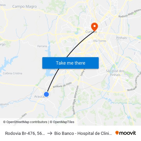 Rodovia Br-476, 5660 to Bio Banco - Hospital de Clinicas map