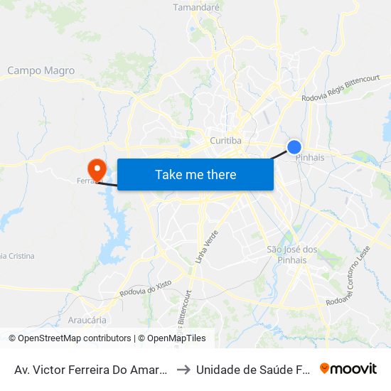 Av. Victor Ferreira Do Amaral, 3377 to Unidade de Saúde Ferraria map