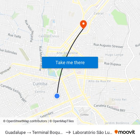 Guadalupe → Terminal Boqueirão to Laboratório São Lucas map