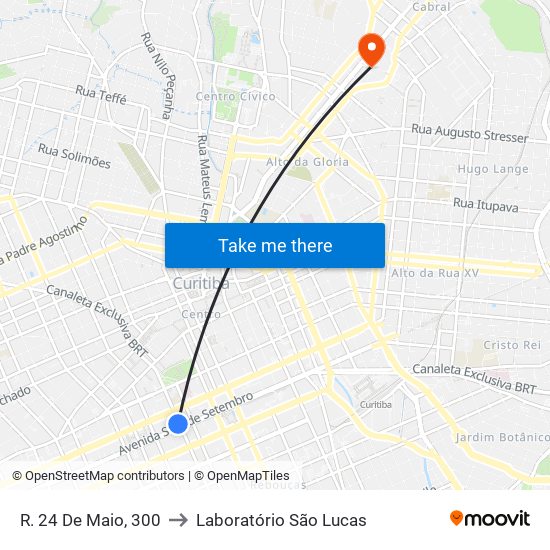 R. 24 De Maio, 300 to Laboratório São Lucas map