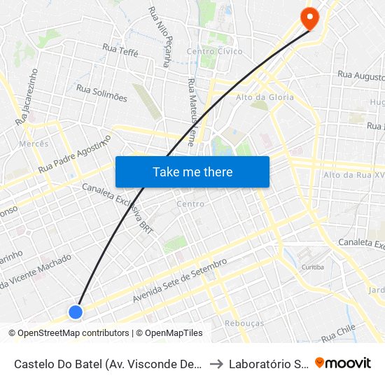 Castelo Do Batel (Av. Visconde De Guarapuava, 4610) to Laboratório São Lucas map