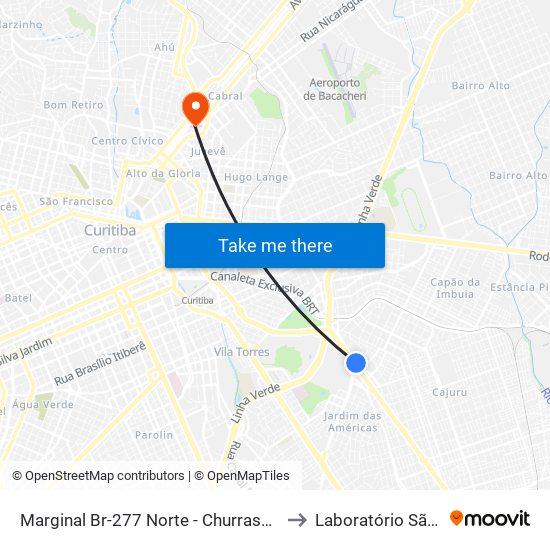 Marginal Br-277 Norte - Churrascaria Marumbi to Laboratório São Lucas map