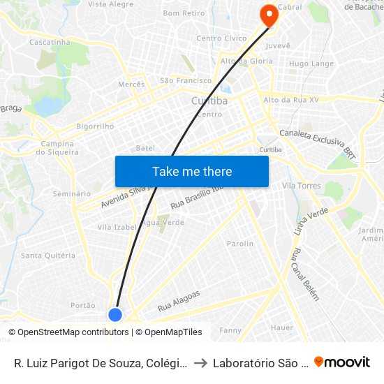 R. Luiz Parigot De Souza, Colégio Bagozzi to Laboratório São Lucas map